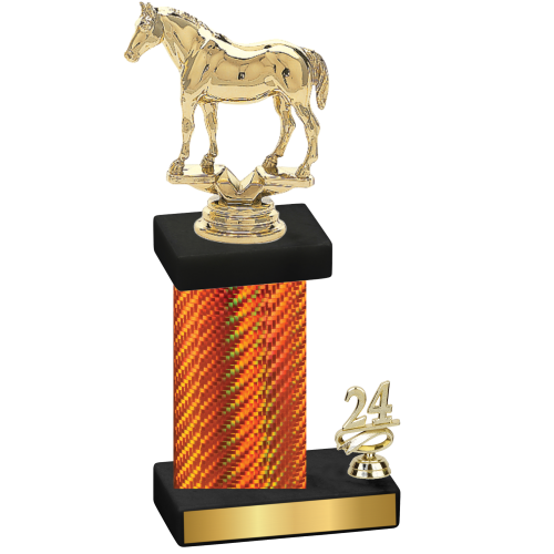 Accented Single Orange Carbon Fiber Year Horses Trophy