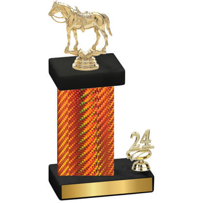 Accented Single Orange Carbon Fiber Year Horses Trophy