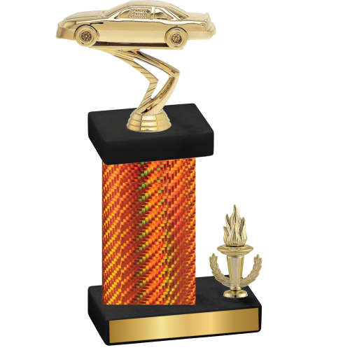 Accented Single Orange Carbon Fiber Victory Cars Trophy