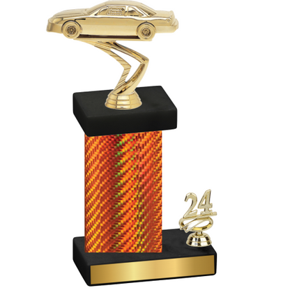 Accented Single Orange Carbon Fiber Year Cars Trophy