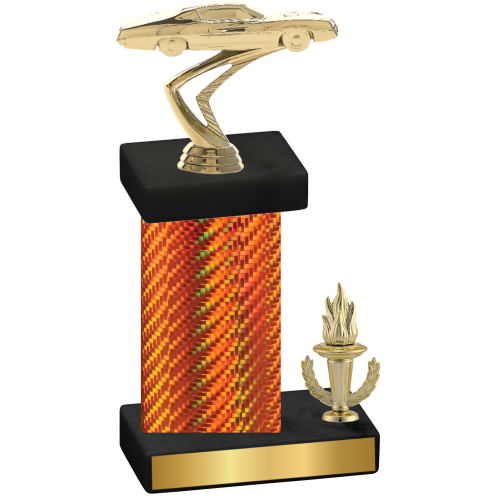 Accented Single Orange Carbon Fiber Victory Cars Trophy