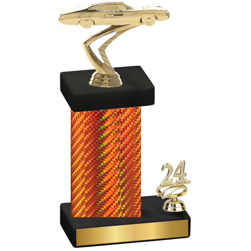 Accented Single Orange Carbon Fiber Year Cars Trophy