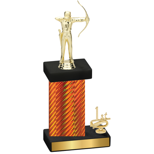 Accented Single Orange Carbon Fiber First Place Archery Trophy