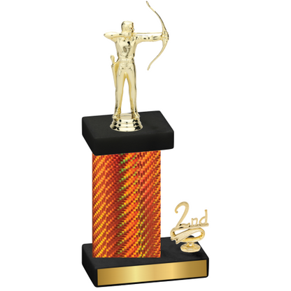 Accented Single Orange Carbon Fiber Second Place Archery Trophy