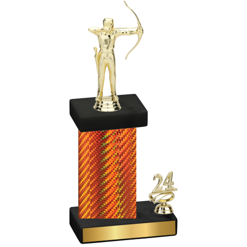 Accented Single Orange Carbon Fiber Year Archery Trophy