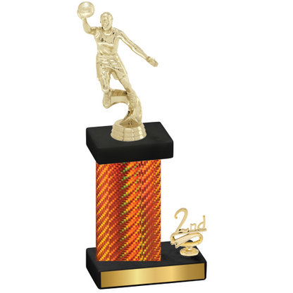 Accented Single Orange Carbon Fiber Second Place Basketball Trophy