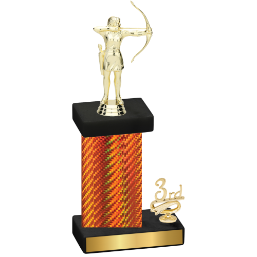 Accented Single Orange Carbon Fiber Third Place Archery Trophy