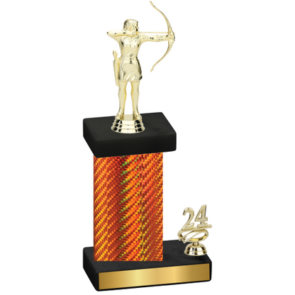 Accented Single Orange Carbon Fiber Year Archery Trophy