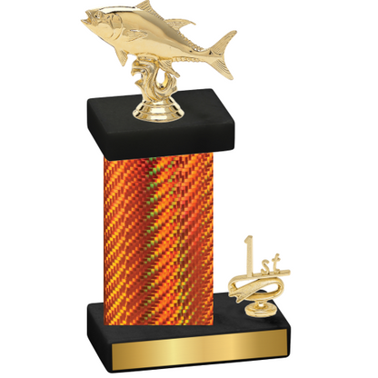 Accented Single Orange Carbon Fiber First Place Fishing Trophy