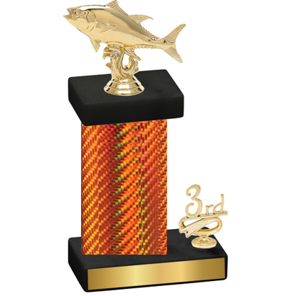 Accented Single Orange Carbon Fiber Third Place Fishing Trophy