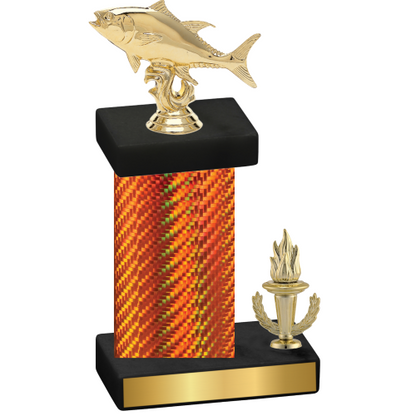 Accented Single Orange Carbon Fiber Victory Fishing Trophy