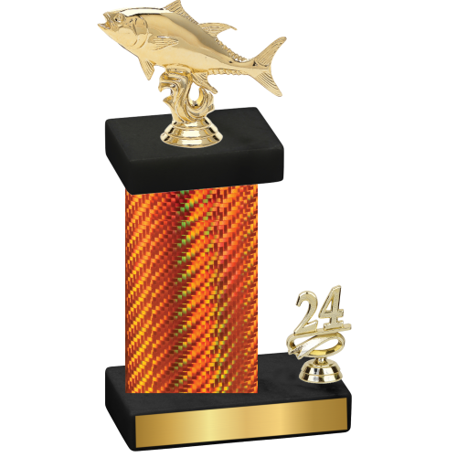 Accented Single Orange Carbon Fiber Year Fishing Trophy