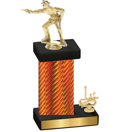 Accented Single Orange Carbon Fiber First Place Shooter Trophy