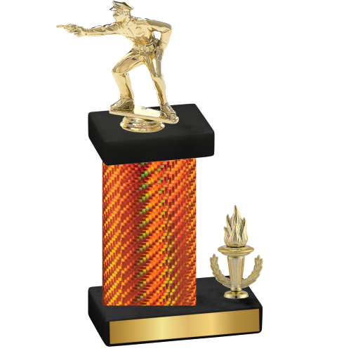 Accented Single Orange Carbon Fiber Victory Shooter Trophy