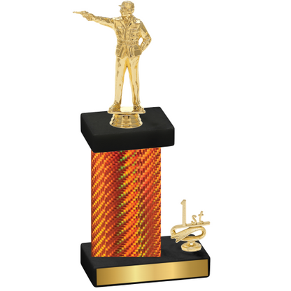 Accented Single Orange Carbon Fiber First Place Shooter Trophy