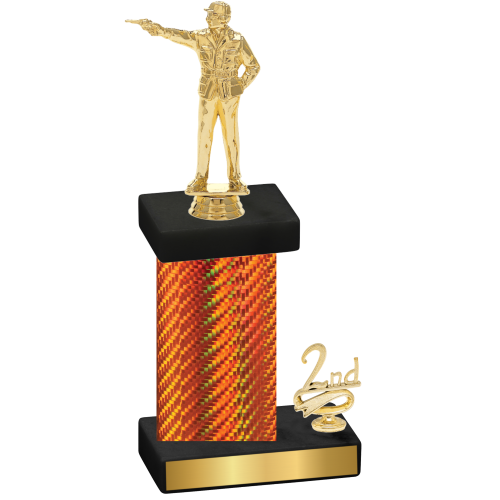 Accented Single Orange Carbon Fiber Second Place Shooter Trophy