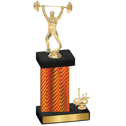 Accented Single Orange Carbon Fiber First Place Weights Trophy