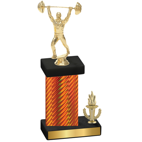 Accented Single Orange Carbon Fiber Victory Weights Trophy