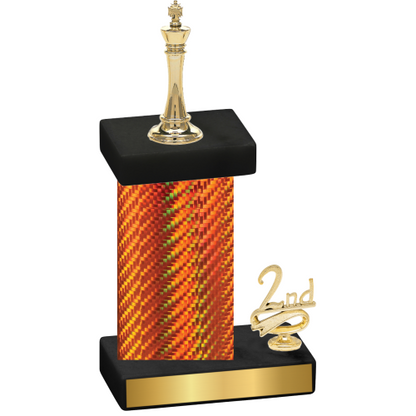 Accented Single Orange Carbon Fiber Second Place Chess Trophy