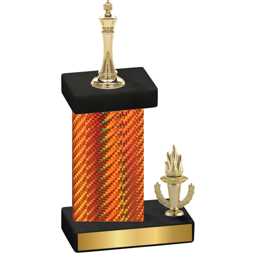 Accented Single Orange Carbon Fiber Victory Chess Trophy