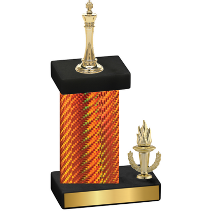 Accented Single Orange Carbon Fiber Victory Chess Trophy