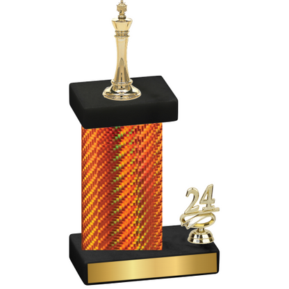 Accented Single Orange Carbon Fiber Year Chess Trophy