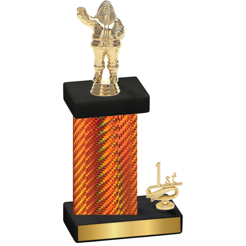 Accented Single Orange Carbon Fiber First Place Holiday Trophy