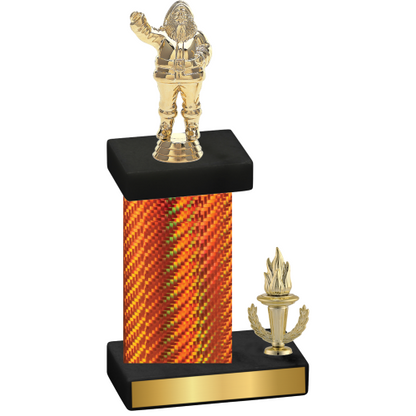 Accented Single Orange Carbon Fiber Victory Holiday Trophy