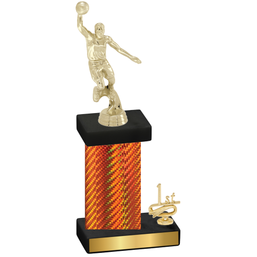 Accented Single Orange Carbon Fiber First Place Basketball Trophy