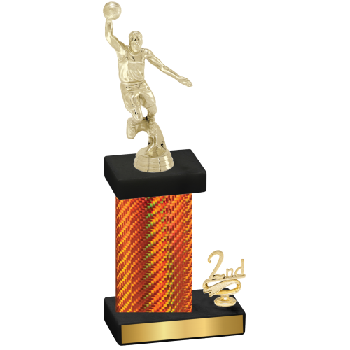 Accented Single Orange Carbon Fiber Second Place Basketball Trophy