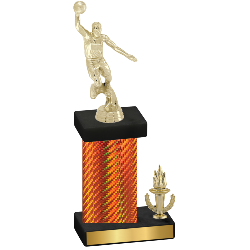 Accented Single Orange Carbon Fiber Victory Basketball Trophy