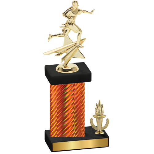 Accented Single Orange Carbon Fiber Victory Flag Football Trophy