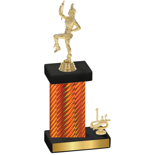 Accented Single Orange Carbon Fiber First Place Majorette Trophy