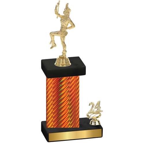 Accented Single Orange Carbon Fiber Year Majorette Trophy