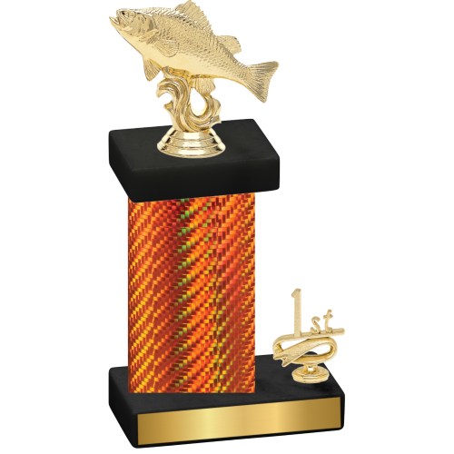 Accented Single Orange Carbon Fiber First Place Fishing Trophy