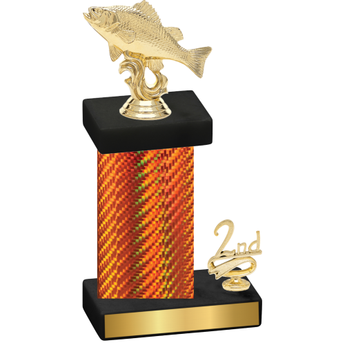 Accented Single Orange Carbon Fiber Second Place Fishing Trophy