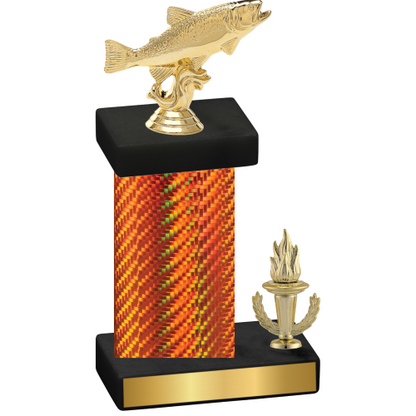 Accented Single Orange Carbon Fiber Victory Fishing Trophy