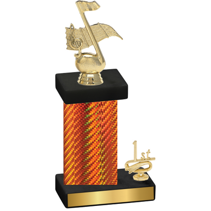 Accented Single Orange Carbon Fiber First Place Music Trophy