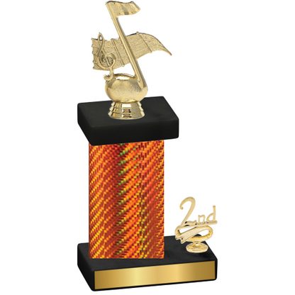 Accented Single Orange Carbon Fiber Second Place Music Trophy