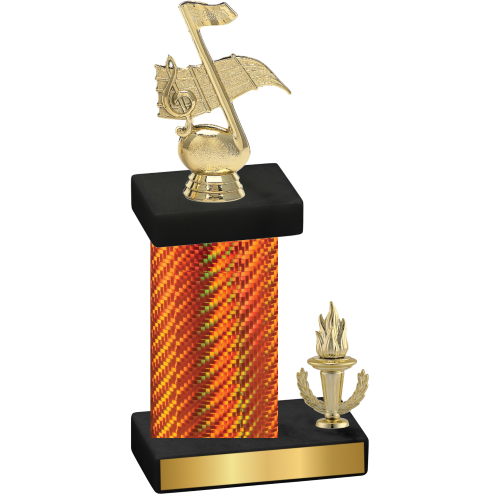 Accented Single Orange Carbon Fiber Victory Music Trophy