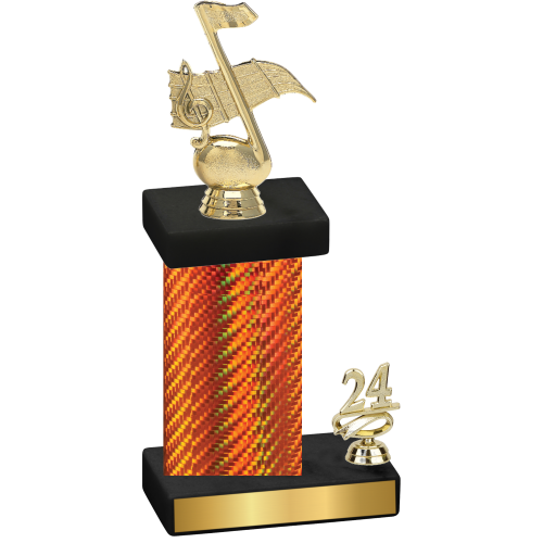 Accented Single Orange Carbon Fiber Year Music Trophy