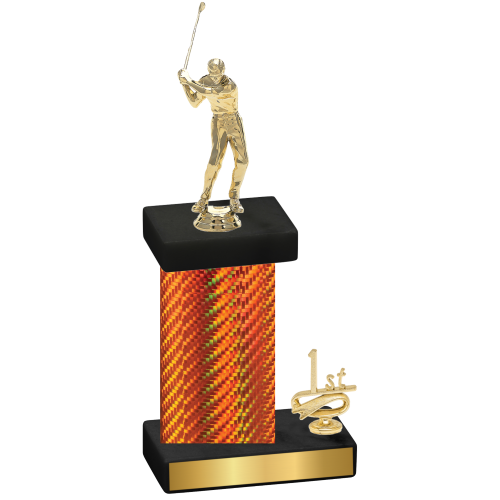 Accented Single Orange Carbon Fiber First Place Golf Trophy