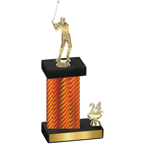 Accented Single Orange Carbon Fiber Year Golf Trophy