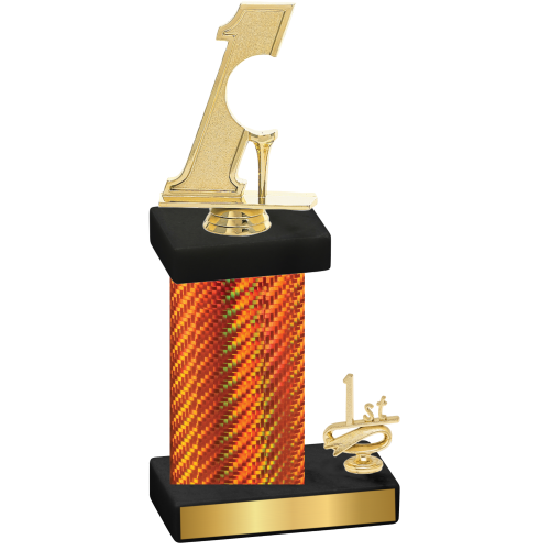 Accented Single Orange Carbon Fiber First Place Golf Trophy