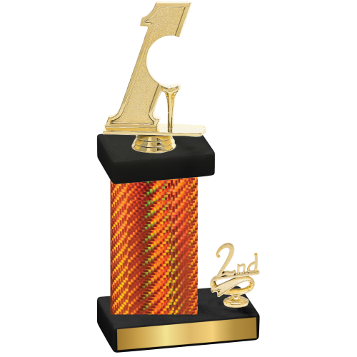 Accented Single Orange Carbon Fiber Second Place Golf Trophy