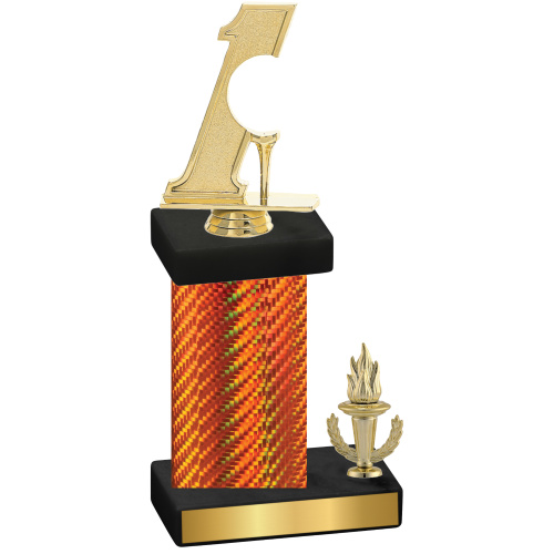 Accented Single Orange Carbon Fiber Victory Golf Trophy