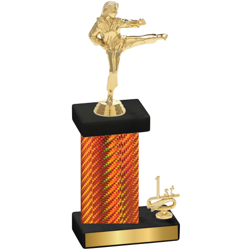 Accented Single Orange Carbon Fiber First Place Karate Trophy