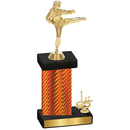 Accented Single Orange Carbon Fiber First Place Karate Trophy