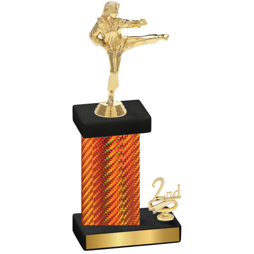 Accented Single Orange Carbon Fiber Second Place Karate Trophy