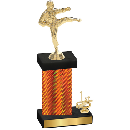 Accented Single Orange Carbon Fiber First Place Karate Trophy